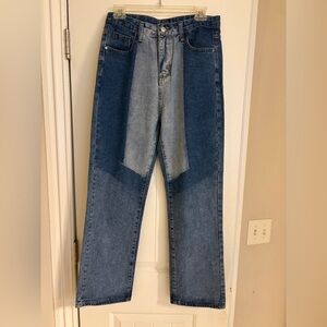 Size 6 Princess Polly Two-Tone Blue Panel Jeans
